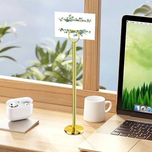 Urban Deco 12PK Table Number Holders Place Card Holders 12 Inch Table Card Holders Steel Card Holders for Photos, Food Signs, Memo Notes, Weddings, Restaurants, Birthdays（Gold） - Image 6