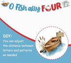O Fish Ally Four Birthday Decoration Backdrop Banner Fishing 4th Birthday Cake Cupcake Toppers Gone Fishing Latex Foil Balloons for Boy Little Fisherman 4 Years Old Party Decor Supplies - Image 7