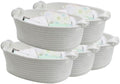 5 Pack Small Woven Cotton Rope Storage Basket with Gifts Bag and Ribbons, Natural Decorative Organizer Bin with Handles for Nursery, Living Room, Closet, Shelf, White Twisted Handle by Lifenanny