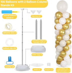 2 Sets Adjustable Balloon Column Stand Kit with Bases（ Sand White Gold） - Image 2