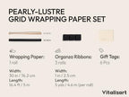 Vitalizart Black Metallic Grid Wrapping Paper Set 30" Organza Ribbon & Tags - Image 2
