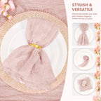 60Pack Dusty Pink Cheesecloth Napkins Rustic Boho Gauze Napkins 20"x20" - Image 4