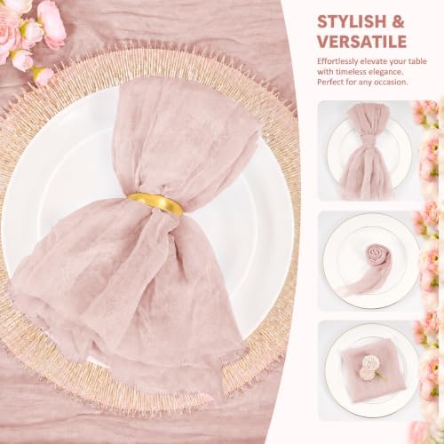 60Pack Dusty Pink Cheesecloth Napkins Rustic Boho Gauze Napkins 20"x20" - Image 4