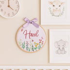 Embroidery Baby Name Sign, Personalized Welcome Baby Hoop Sign with Bow, Custom Baby Name Sign for Hospital, Infant Baby Shower Gifts New Parents (02) - Image 7