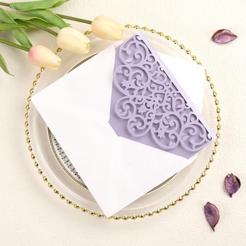50 pcs Purple Wedding Invitations 5×7 Personalized Invitation with Envelope - Image 7
