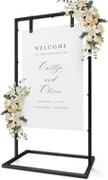 Wedding Sign Holder, Adjustable Welcome Wedding Sign Stand, Heavy Duty Easel Stand for Sign, Wedding Seating Chart Stand, Easel for Display, Square Backdrop Stand Black by IPOW
