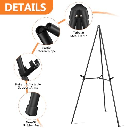 Easel Stand for Sign Portable,66" Easel Display Stand Metal, Adjustable Easels for Display,Wedding Signs, Posters-Black(2 Pack) - Image 3