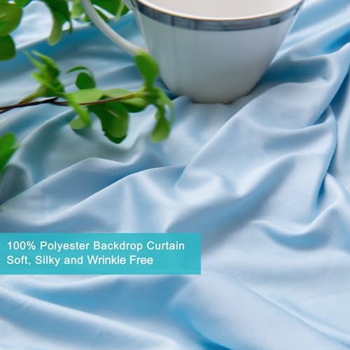 10ft×10ft Wrinkle Free Baby Blue Backdrop Curtains for Parties, Thick Fabric Photo Backdrop Drapes for Wedding Birthday Baby Shower Gender Reveal Photography Home Decor - Image 3