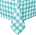 Hiasan Checkered Tablecloth Rectangle 52 x 70 Inch, Aqua and White by Hiasan