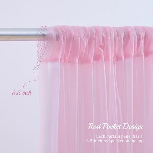 20x10ft Baby Pink Tulle Backdrop Curtain with Lights String for Parites, Sheer Backdrop Curtains for Wedding Baby Shower Birthday Party Photo Shoot Decorations - Image 5