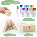 132 Pcs Baby Shower Game Blocks to Decorate, Includes 56 Stencils 50 Wooden Blocks 24 Acrylic Markers 1 Storage Box - Plain Wooden Blocks Great for Baby Shower Activities for Guests - Image 5