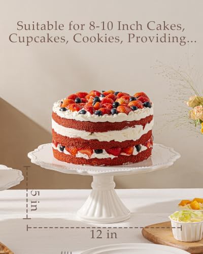 12" Cake Stand, Relief Round Dessert Cake Stand for 8-10 Inch Cake - Image 2