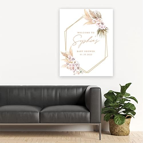 Andaz Press Custom Large Welcome Baby Shower Sign, 16 X 20, Boho Dried Floral Personalized Canvas Welcome Sign Canvas Sign For Baby Sprinkle, Fall Baby Shower Decorations Boho Baby Shower Welcome Sign - Image 4