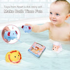 MyMateZoe My First Noahs Ark 7 pcs Baptism Gift Set, Dedication, Christening and Baptism Gifts for Girl and Newborn Baby, Includes Washcloth and Hooded Towel,Baby Bath Book, 3 Bath Toys and Gift Bag - Image 3