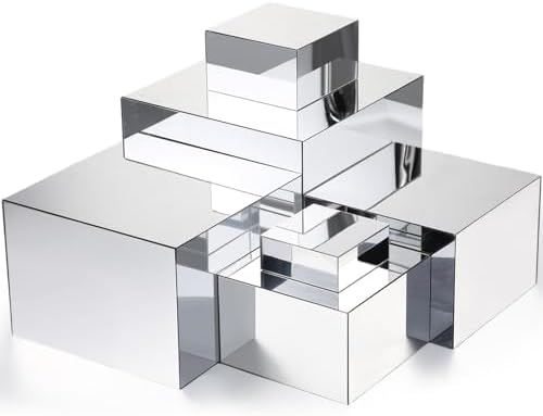 Geelin 6 Pack Acrylic Risers Hollow Bottom,Silver,3 to 8 Inch,Square by Geelin