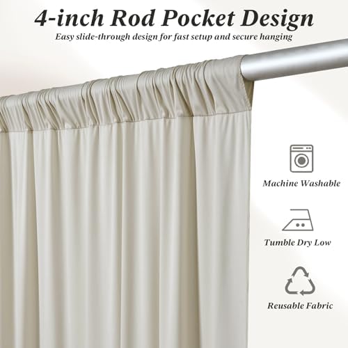 30 ft x 10 ft Wrinkle Free Beige Backdrop Curtain for Parties, 6 Panels 10ft Polyester Beige Photo Backdrop Drapes for Graduation Birthday Wedding Party Stage Curtains - Image 6