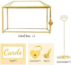 Glass Wedding Card Box with Lock, 12.6x5.9x9 inches Large Gold Card Boxes for Wedding Reception, Keepsake Display, Graduation, Party Centerpiece Decorative Box - Image 7