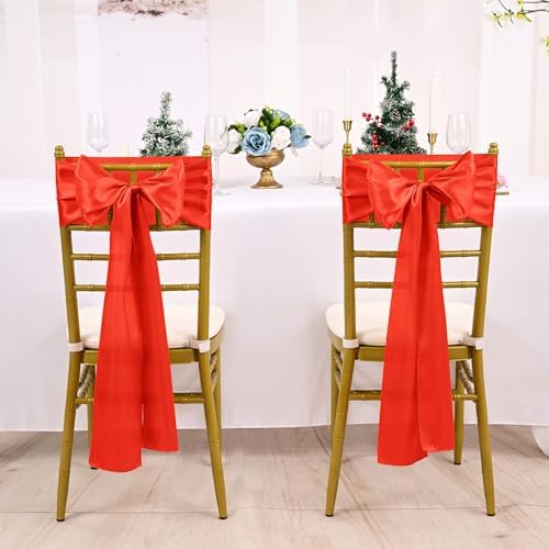 fani Red Satin Chair Straps Bows,120 PCS 7x108 Inch,Chair Sash - Image 5