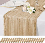 20 Pack Beige Table Runner 17 x 108inch Cheesecloth Table Runner Rustic Boho Gauze Sheer Fabric Cheese Cloth Table Runners for Wedding Party Bridal Baby Shower Birthday Spring Table Decor by Lumaycens
