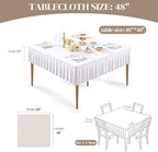 2 Pack White Spandex Tablecloths for 48x48 Inch Square Tables, Stretch Fitted Table Clothes with Pleated Ruffle Skirt for 48” Table, Wrinkle Free and Elastic, for Party Kitchen Home Dining Outdoor - Image 2