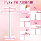 Marsui 2 Sets Wooden Baby Clothes Display Stand with 3 Hangers Plaque, Pink - Image 6