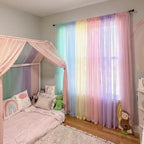 6 Panels,Pastel Rainbow Backdrop Curtains Sheer Curtain Panel,Bright Color - Image 4