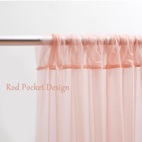30×10ft Peach Tulle Backdrop Curtain with Lights String for Parties, Sheer Curtain Backdrop Drapes for Wedding Party Home Decorations - Image 5