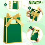 AmazingSpark 50 Pcs Green Gold Mini Gift Bags Bulk 6.3 x 3.9 x 2.8 Inch Party Favors Elegant Small Gift Bags with Handles and Ribbon Bows for Wedding Birthday Bridal Baby Shower Party Favors - Image 5