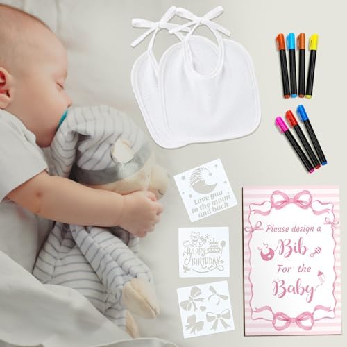Newwiee 55 Pcs White Baby Bibs DIY Bib Decorating Design - Image 5