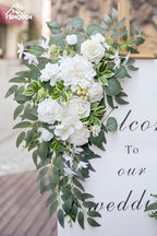 Wedding Welcome Signs Floral(Pack of 2)，Wedding Arch Flowers for Wedding Decorations and Reception Backdrop Decoration (New White) - Image 3
