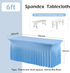 6 pk Baby Blue Spandex Tablecloth 6ft with Ruffle Skirt, Wrinkle Free High Stretch Fitted Tablecloths for 6 Foot Rectangle Tables, Blue Eastic Spandex Table Covers 6ft for Parties Banquet Weddings - Image 4