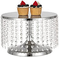 Cake Stand for Dessert Table 12 Inch Silver Crystal Pendants Metal Cake Stand Serves as A Round Dessert Cupcake Display Plate for Table, Wedding, Party, Event by LANLONG