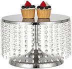 Cake Stand for Dessert Table 12 Inch Silver Crystal Pendants Metal Cake Stand Serves as A Round Dessert Cupcake Display Plate for Table, Wedding, Party, Event by LANLONG