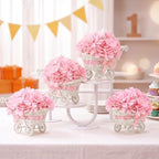 4 Pack Light Pink Baby Shower Centerpieces Flower Arrangements by SEKNHOP