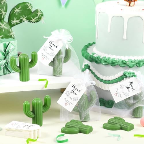 Leelosp 50 Sets Cactus Soap Party Favors with White Organza Bags & Cactus Themed Thank You Tags for Fiesta Party Decor, Mexican Birthday Decorations, Baby Shower, Bachelorette Bridal Shower DIY Gifts - Image 4