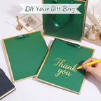 Yeaqee 50 Pcs Metallic Paepr Gift Bags Bulk with Handles,Green Gold - Image 4