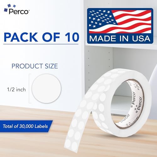 Perco Clear Perforated Round Circle Dot Sticker 1/2-Inch Labels — 10 Rolls, 30,000 Stickers—Invitations, Packaging for Invisible Sealing, Barcode Overlay & Discreet Labeling, Strong Adhesive—USA Made - Image 2