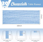 20 Pack Light Blue Table Runner 17 x 108inch Cheesecloth Table Runner Rustic Boho Gauze Sheer Fabric Cheese Cloth Table Runners for Wedding Party Bridal Baby Shower Birthday Spring Table Decor - Image 3