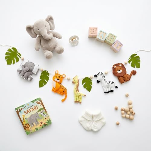 Handcrafted Safari Decor Felt Garland - 48 Inches (4 feet), Safari Animals Nursery Wall Decor, Baby Safari Nursery Decor, Safari Theme Baby Shower Decorations, Safari Wall Decor Garland - Image 2