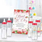Trelaco 12 Pcs Strawberry Themed Baby Shower Games Bottle Chug Wooden Sign - Image 5