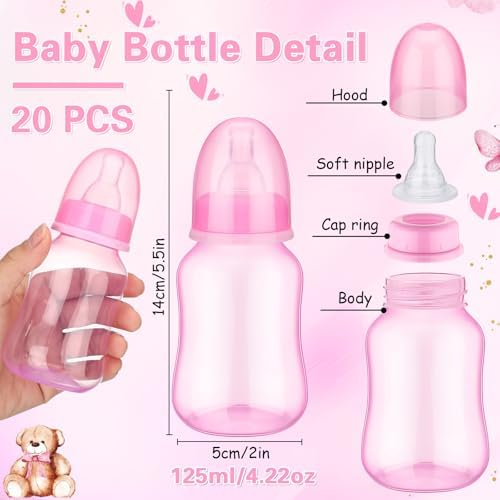TrelaCo 20 Pcs Bottle Chug Game, Bear Baby Shower Favors, Transparent Pink - Image 3
