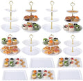 Garvee 14 Pcs Dessert Table Display Set, Thick Plastic Cupcake Stands, 4 x Three-Tier and 4 x Two-Tier Cupcake Stands, 6 x Appetizer Trays, Ideal for Tea Party, Wedding, Birthday, Baby Shower by Garvee