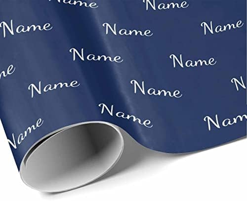 MyPupSocks Customized Logo Gift Wrapping Paper, Name Navy Blue Personalized Birthday Gift Wrap Paper with Text Funny Wrapping Paper Roll for Men Women Birthday Christmas 58x23 3 Rolls - Image 3