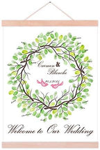 Fingerprint Wedding Tree Lovebirds Canvas Personalized Wedding Guest Book with Wooden Hanger for Party Decorations Engagement Anniversary Gift-60x80cm by Unknown