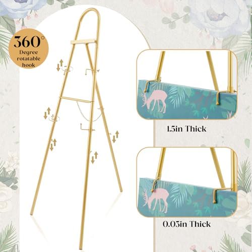 42"-63" Adjustable Gold Easel Stand for Wedding Sign Heavy Duty Metal Easel - Image 4