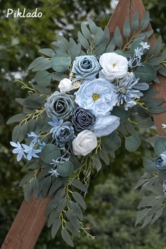 Faux Flower Swag Set of 2 for Wedding Welcome Signs Floral Swag Wedding Reception Ceremony Signs Decor (Blue) - Image 4