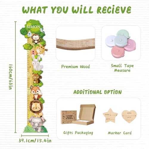 Personalized Name Wood Height Chart for Kids Wall Display - Image 3