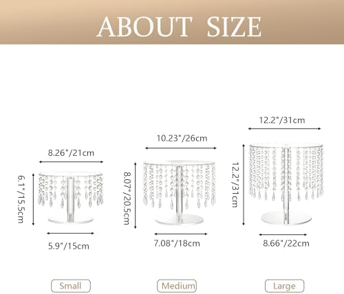 Crystal Cake Stand for Party, Clear Acrylic Cake Stand Sets for Dessert Table, 3Pcs Round Cake and Cupcake Stand for Wedding Birthday Party Event Decorations - Image 7