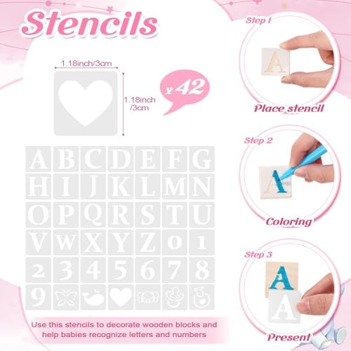 Wonderjune 147 Pcs Baby Shower Blocks Decorate Game Kit, Pink Elephant - Image 2