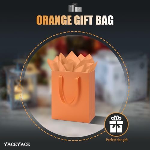 YACEYACE Orange Gift Bags 20Pack, Orange Gift Bags with Tissue Paper - Image 3